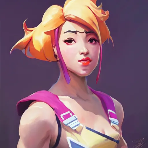 Image similar to greg manchess portrait painting of sakura from fortnite as overwatch character, medium shot, asymmetrical, profile picture, organic painting, sunny day, matte painting, bold shapes, hard edges, street art, trending on artstation, by huang guangjian, gil elvgren, ruan jia, greg rutkowski, gaston bussiere