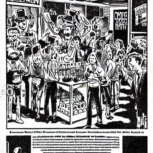 Image similar to robert crumb comic about pembroke pines flanagan high school students partying accurate eyes high detail