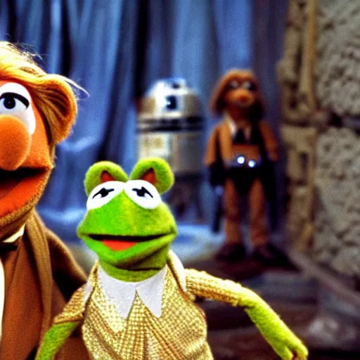 Image similar to photo movie still of the Muppets in star wars, by Jim Henson, 8k