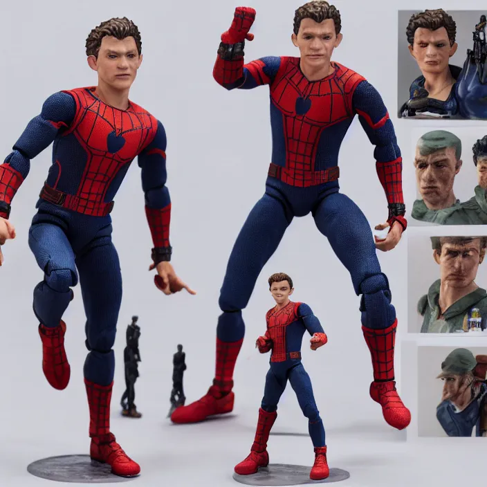 Prompt: detailed figure of tom holland, first 4 figures, detailed product photo