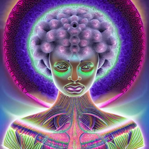 Image similar to african fractals, adinkra symbols, cosmic afro goddess, by alex grey and Agostino Arrivabene, mandelbulber3d, 8k resolution, ambient oclusion