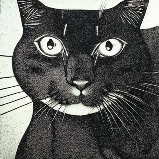 Prompt: “ gray ’ s anatomy ” aquatint etching feline veterinary diagram optical illusion 1 0 2 4 x 1 0 2 4