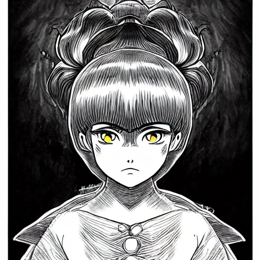 Prompt: portrait of zandaya in the style of berserk, by kentaro miura