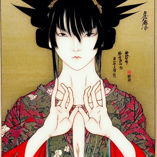 Prompt: prompt : portrait of magical muse soft light painted by takato yamamoto, inspired by ninja anime, smooth face feature, intricate oil painting, high detail, sharp high detail, manga and anime