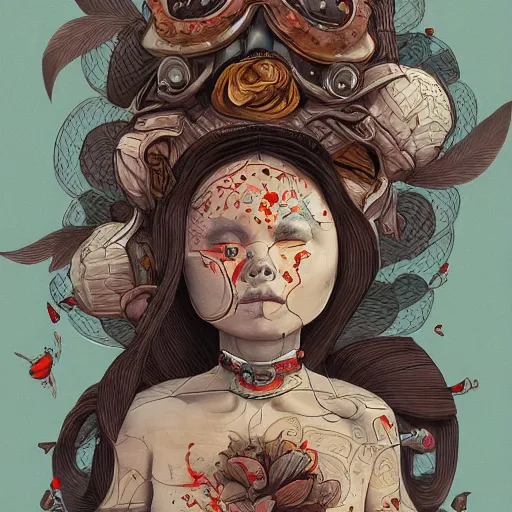 Image similar to a blowfish girl named god king 3 7, an ultrafine detailed painting by james jean, behance contest winner, vanitas, angular, altermodern