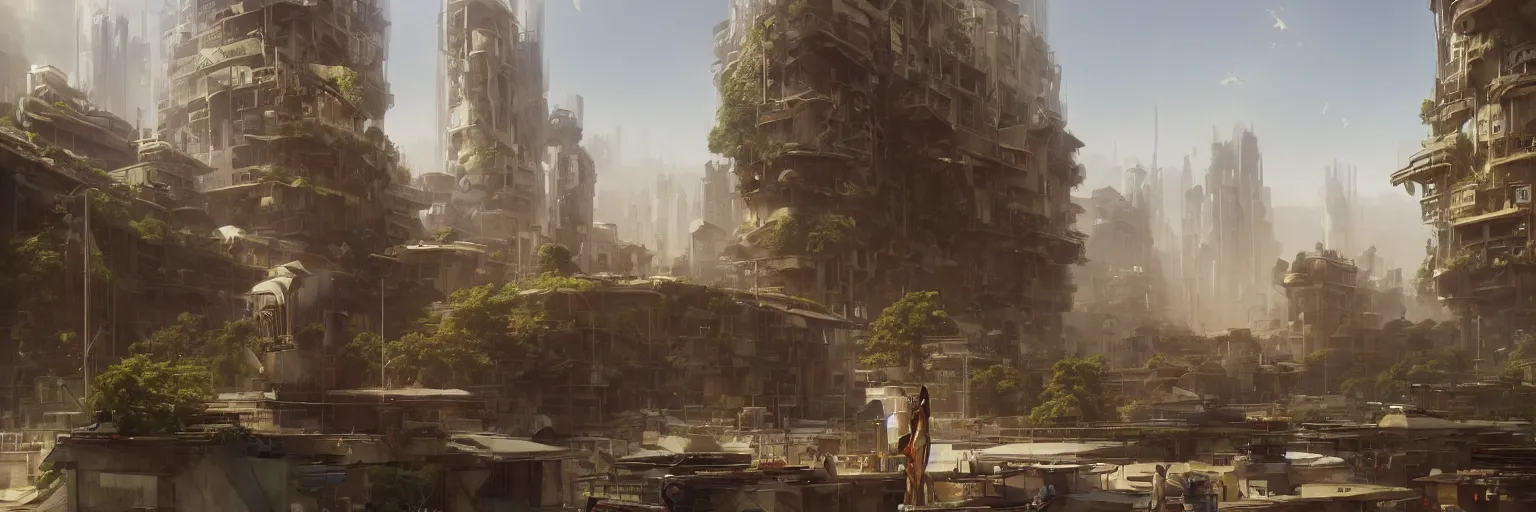 Prompt: a cinematic portrait of a resource based economy, solarpunk, octane render, very detailed image of the circular city, illustration by Ruan Jia and Mandy Jurgens and Artgerm and william-adolphe bouguereau, highly detailed, trending on artstation, award winning