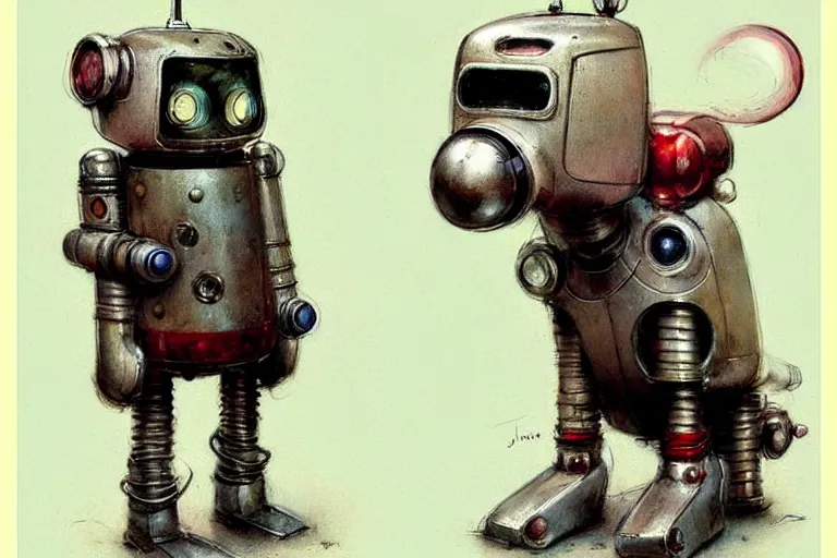 Image similar to adventurer ( ( ( ( ( 1 9 5 0 s retro future robot android dog. muted colors. ) ) ) ) ) by jean baptiste monge!!!!!!!!!!!!!!!!!!!!!!!!! chrome red