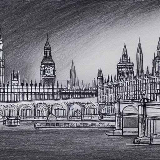 Prompt: beautiful drawing of London, award winning art, highly detailed