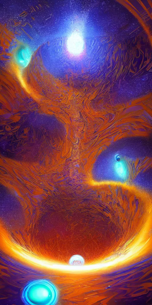 Image similar to a psychedelic portal into a new interstellar event horizon spanning across a galaxy of fractals, art by Julius Horsthuis, trending on artstation, CGSociety, 8K