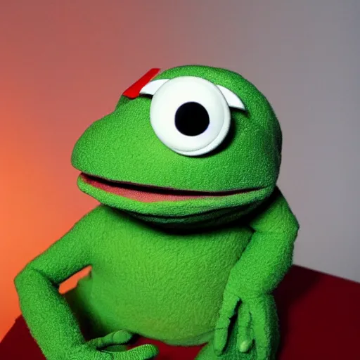 Image similar to pepe the frog as a muppet,
