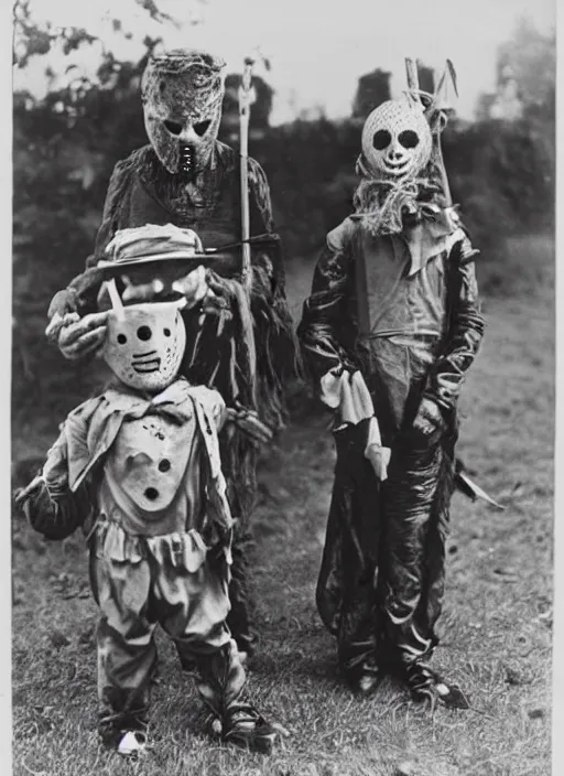 photograph from 1909 of Halloween trick or treaters | Stable Diffusion ...