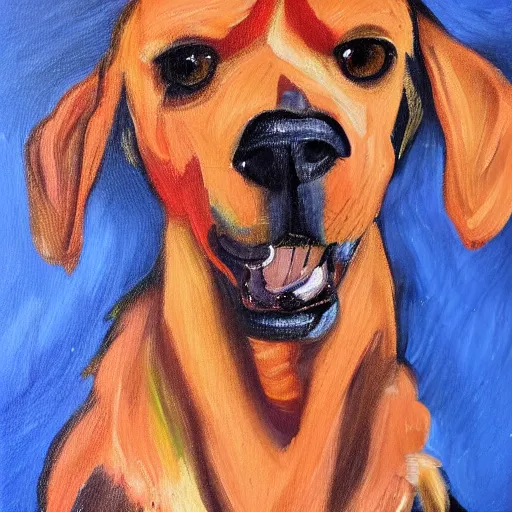 Prompt: awful oil painting of a dog, messy, ugly, bad