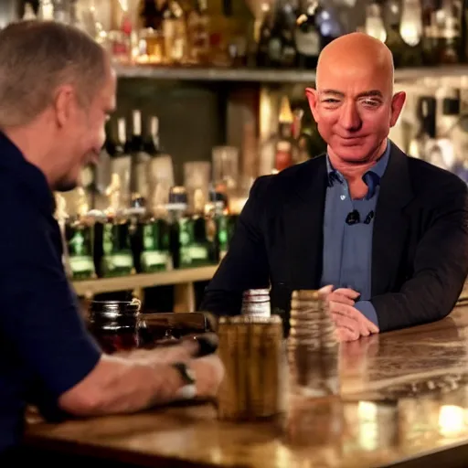 Prompt: jeff bezos in eastenders sitting at the bar