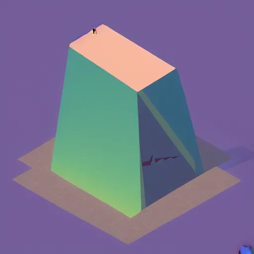 Image similar to isometric view of giant floating triangular monolith in valley by james gilleard and madmaraca, textured, detailed, beautiful, 8 k wallpaper