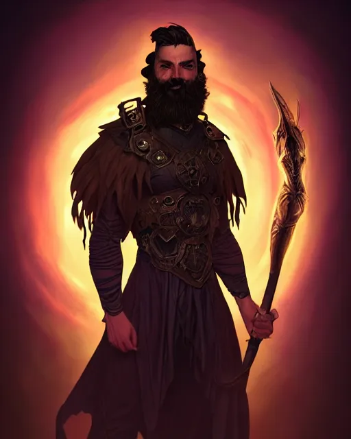 Image similar to epic fantasy comic book style portrait of a male bioluminescent man with a beard with glowing eyes, dark retrowave, highly detailed, digital painting, cinematic, hyperrealism, rpg portrait, dynamic lighting, art by stanley lau and artgerm and magali villeneuve and alphonse mucha, artstation, octane render, cgsociety