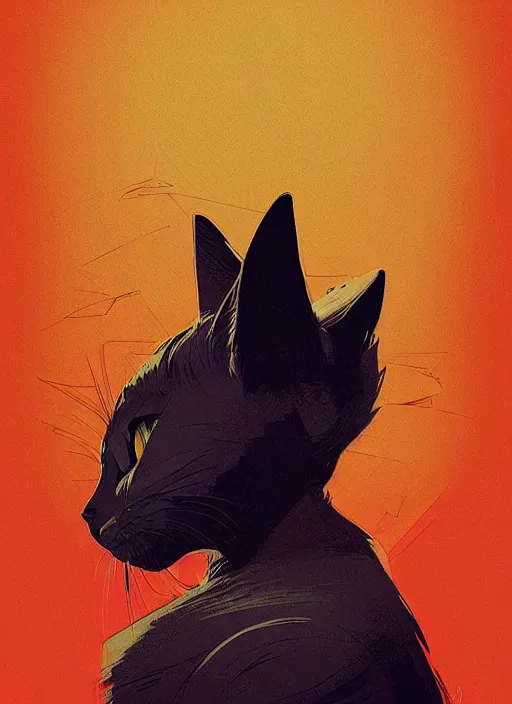 Image similar to concept portrait of cat staring contemptuously at people, artstation, art by petros afshar, tom whalen, laurie greasley and greg rutkowski and ilya kuvshinov