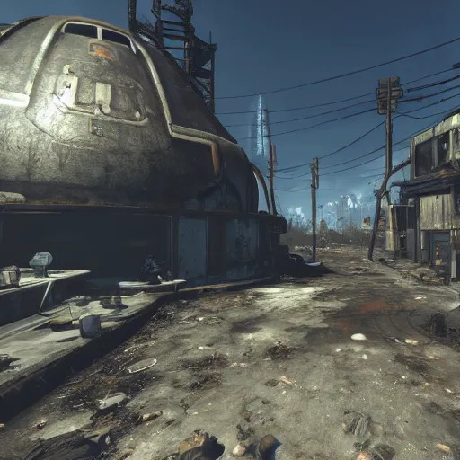 Image similar to fallout 4 in space, high res, raytracing, unreal engine