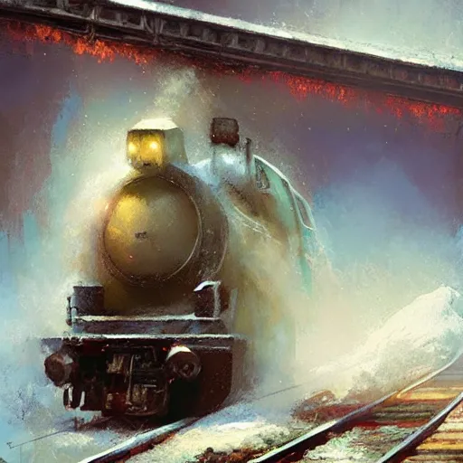 Prompt: the last train , Artwork by Craig mullins, cinematic composition