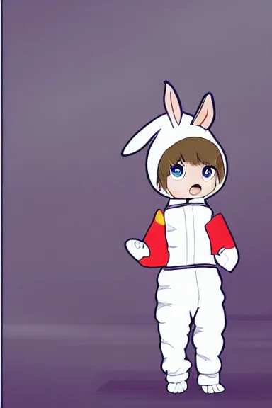 Prompt: attractive little boy wearing an bunny suit, manga style art, illustration