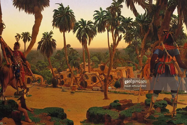 Image similar to painting of a spanish conquistadors at the aztec pyramids, jungle, sunset, chill, romantic, by ludwig deutsch and maxfield parrish, patterned tilework, extremely detailed, cinematic lighting, smooth sharp focus