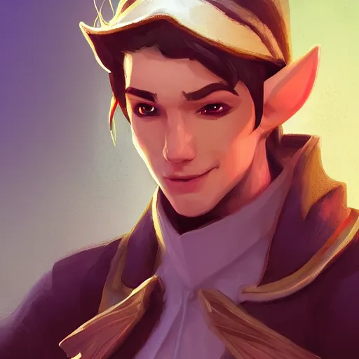 Image similar to Portrait of Josh Brolyn as a male elf ranger, pointy ears, brown long hair, no beard, inquisitive look, perfect facial symettry, mattepainting concept Blizzard pixar maya engine on stylized background splash comics global illumination lighting artstation lois van baarle, ilya kuvshinov, rossdraws