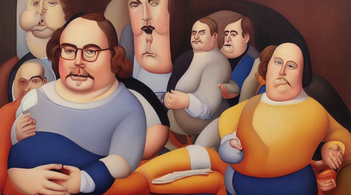 Image similar to portrait of Linus Torvalds painted by fernando botero