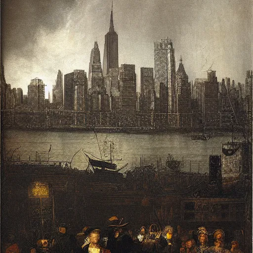 Prompt: nyc, by rembrandt