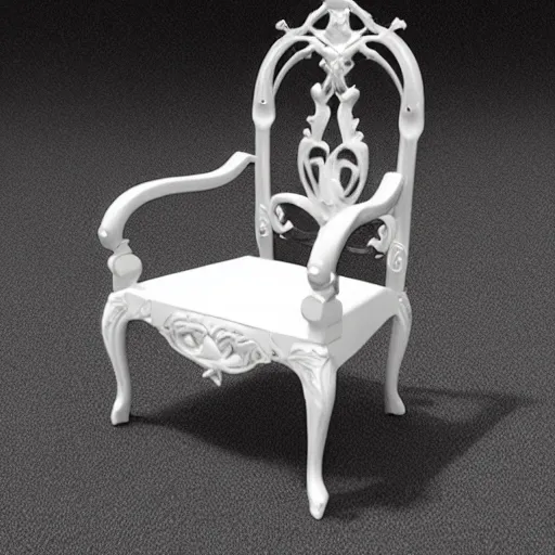 Prompt: minimalistic baroque chair, product photo, highly detailed