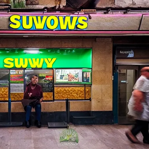 Image similar to an Subway fastfood in mesopotanian ancient city, Subway fastfood !!!!!!!!!!!!!!!!!!!!!!!!!! Subway fastfood , Subway fastfood !!!!!!!!!!!!!!!!!!! award winning photo