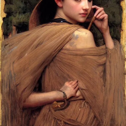 Image similar to orientalist portrait of an olive - skinned witch with cat ears in a sandstone intricate portrait by john william waterhouse and edwin longsden long and theodore ralli and henryk siemiradzki, very coherent symmetrical artwork. cinematic, hyper realism, high detail 8 k