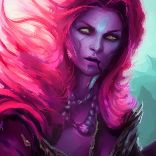 Prompt: necromancer glowing with purple magic, red hair, female, glacier landscape, D&D, fantasy, intricate, elegant, highly detailed, digital painting, artstation, concept art, matte, sharp focus, illustration, art by Ben Quilty