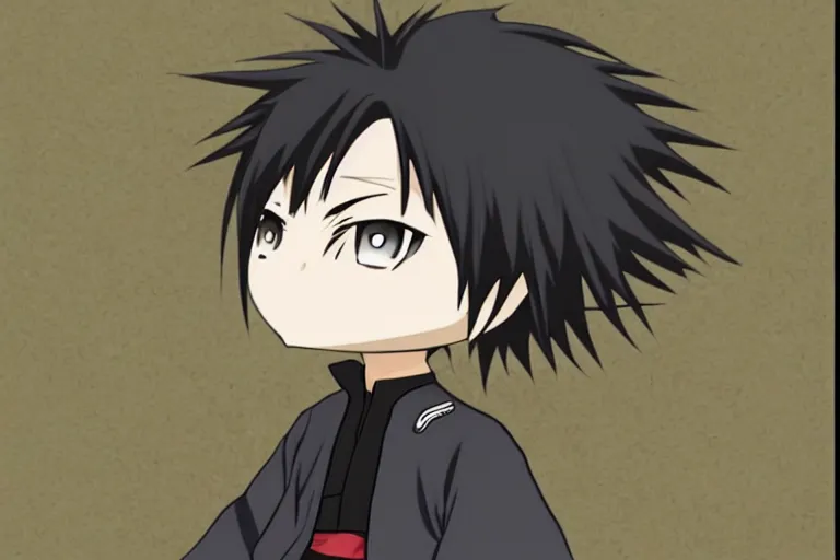 Image similar to hijikata toushirou, chibi, anime, short black hair