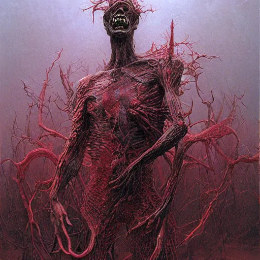 Image similar to Hurricane monstrous screaming in agony dark fantasy, intricate, smooth, artstation, painted by Wayne Barlowe, zdislav beksinski