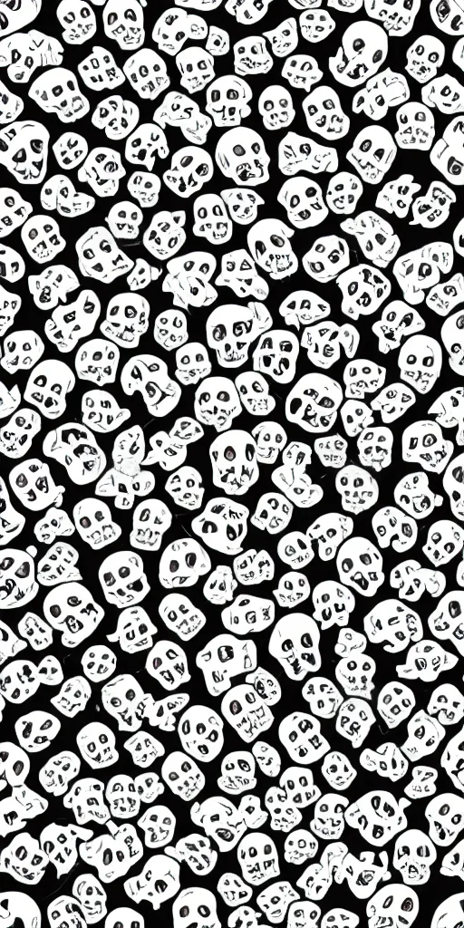 Prompt: seamless pattern of skulls and snakes, vector, symmetrical, repeating 35mm photography