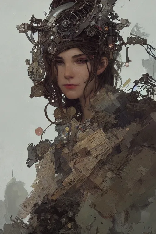 Image similar to A full portrait of a beautiful post apocalyptic offworld map maker, intricate, elegant, highly detailed, digital painting, artstation, concept art, smooth, sharp focus, illustration, art by Krenz Cushart and Artem Demura and alphonse mucha