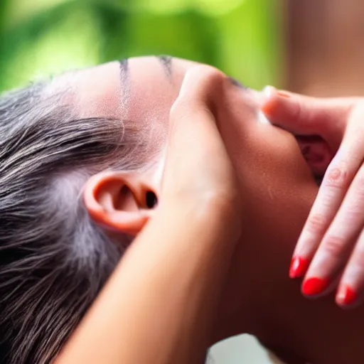 Image similar to photo of a woman using sandpaper to rub her eyes, sharp focus