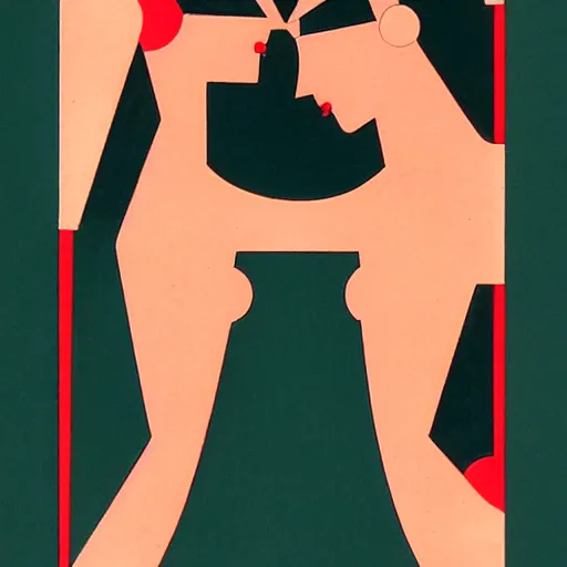 Prompt: two mechanical women kissing by el lissitzky, big tech corporate art style, memphis design, bauhaus