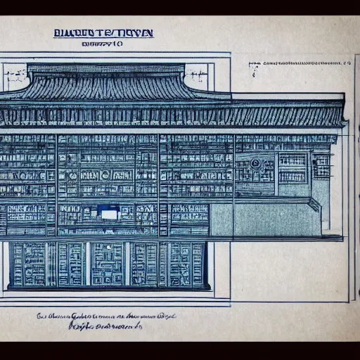 Prompt: blueprint of heaven temple