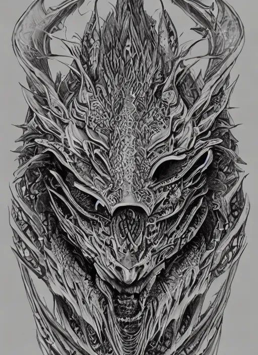 Prompt: highly detailed picture of great dragon, sketch tattoo, edge of the universe, perfectly face, highly detailed, masterpiece, trending on artstation, golden ratio, cinematic romantic magical, perfect intricate highly detailed painting by vonnart, digital art