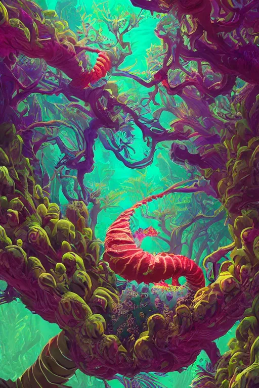 Prompt: creature sushi roots cactus elemental flush of force nature micro world fluo deepdream gloomhaven, matte painting rpg skill concept art, art nouveau, swirly vibrant color lines, fantastically gaudy, aesthetic octane render, 8 k hd resolution, by ilya kuvshinov and cushart krentz and gilleard james