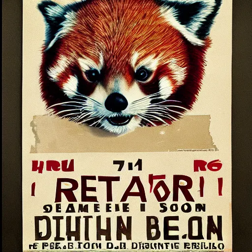 Prompt: red panda on a propaganda poster, world war, germany, circa 1 9 3 9, stencil