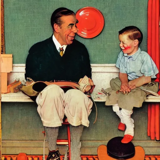 Image similar to norman rockwell painting of fred rodgers