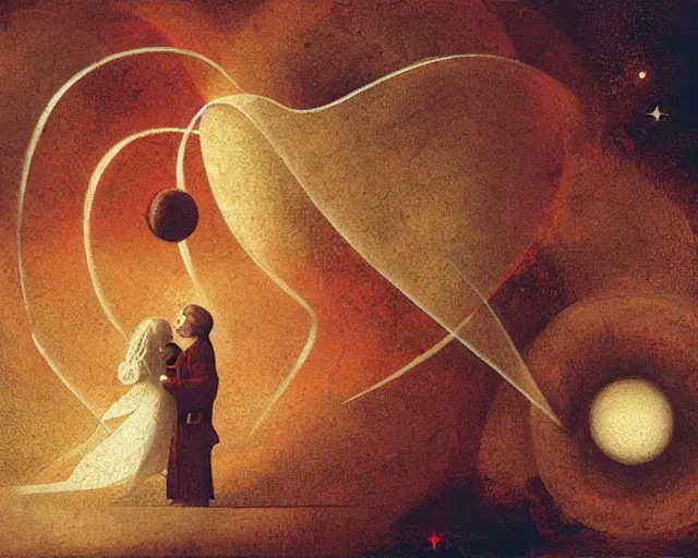 Image similar to abstraction of love in the cosmos, a simple vector pop surrealism, by ( leonardo da vinci ) and greg rutkowski and rafal olbinski