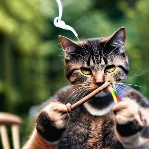 Prompt: a gay cat smoking a cigar