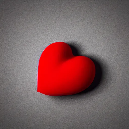 Image similar to 3d render of a badly formed red putty heart shape in the middle of a gray sheet of paper