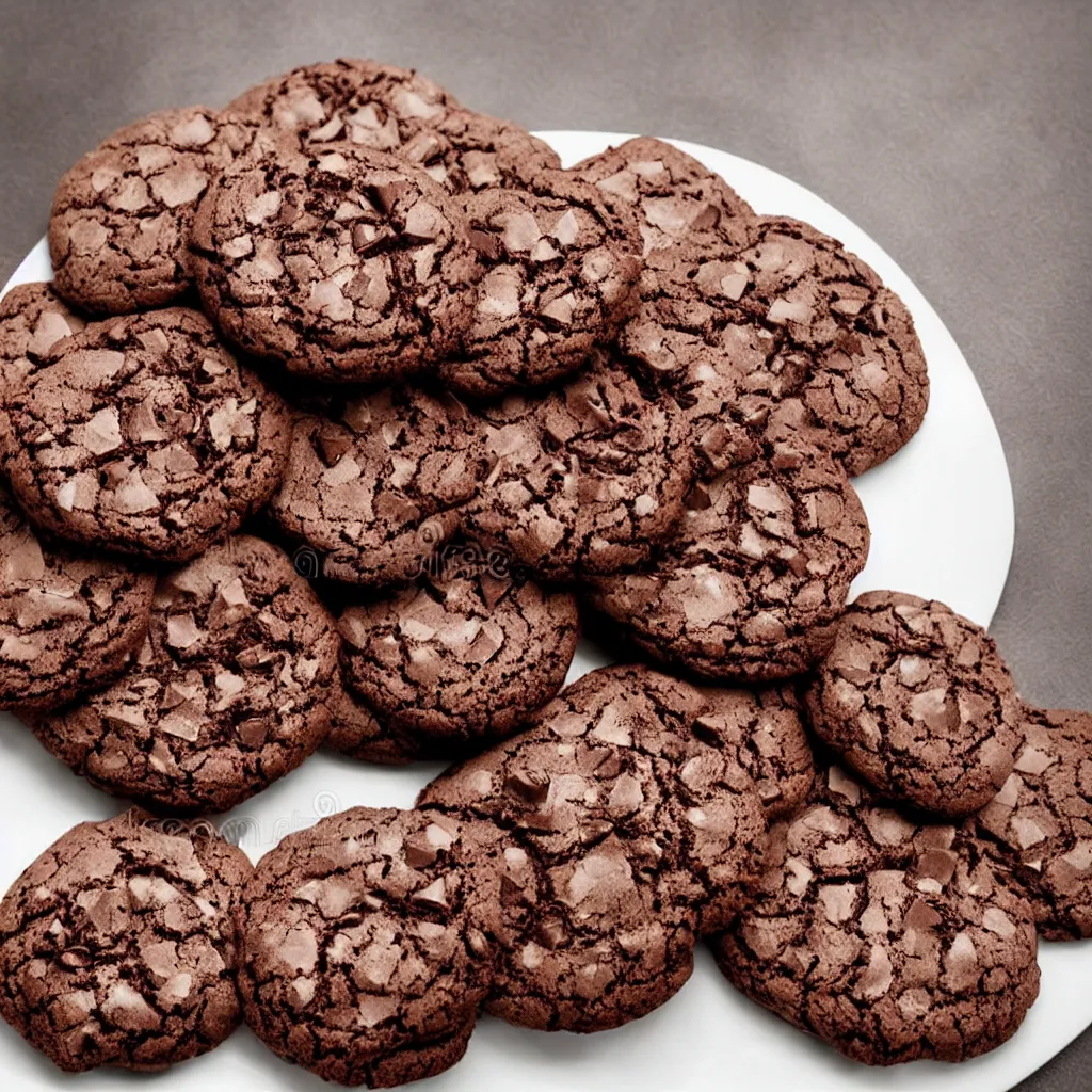 Image similar to A plate of chocolate cookies, stock photography, studio lightning