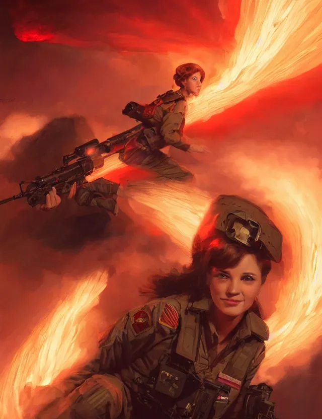 Image similar to a brown - haired woman in a military uniform hovering in the air glowing with red light and crackling energy, by frank fazetta and peter mohrbacher, trending on artstation, digital art, 4 k resolution, detailed, high quality, sharp focus, hq artwork, coherent, insane detail, concept art, character concept, character full body portrait