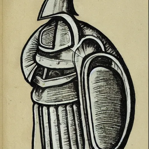 Image similar to tuba knight, medieval drawing