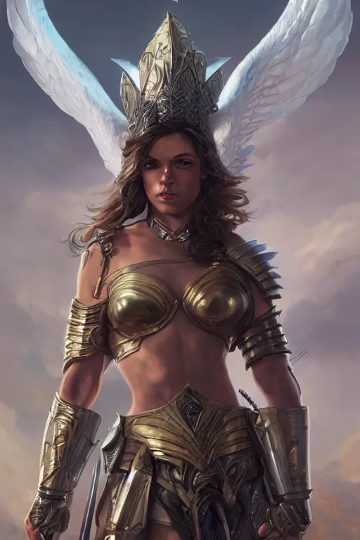 Image similar to amazon valkyrie athena, d & d, fantasy, portrait, highly detailed, headshot, digital painting, trending on artstation, concept art, sharp focus, illustration, art by artgerm and greg rutkowski and magali villeneuve