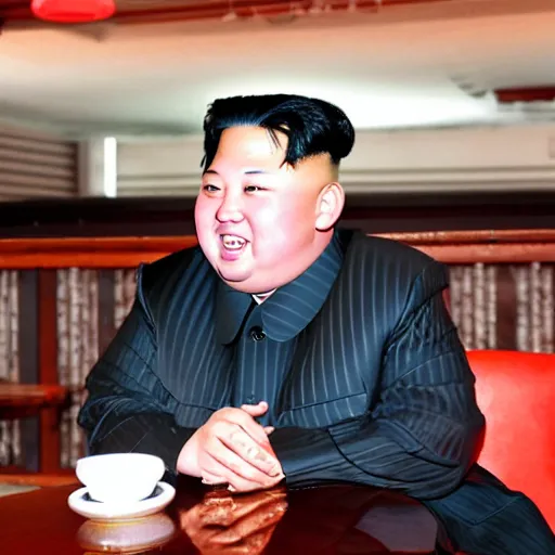 Image similar to kim jong - un having a drink in an ambient bar